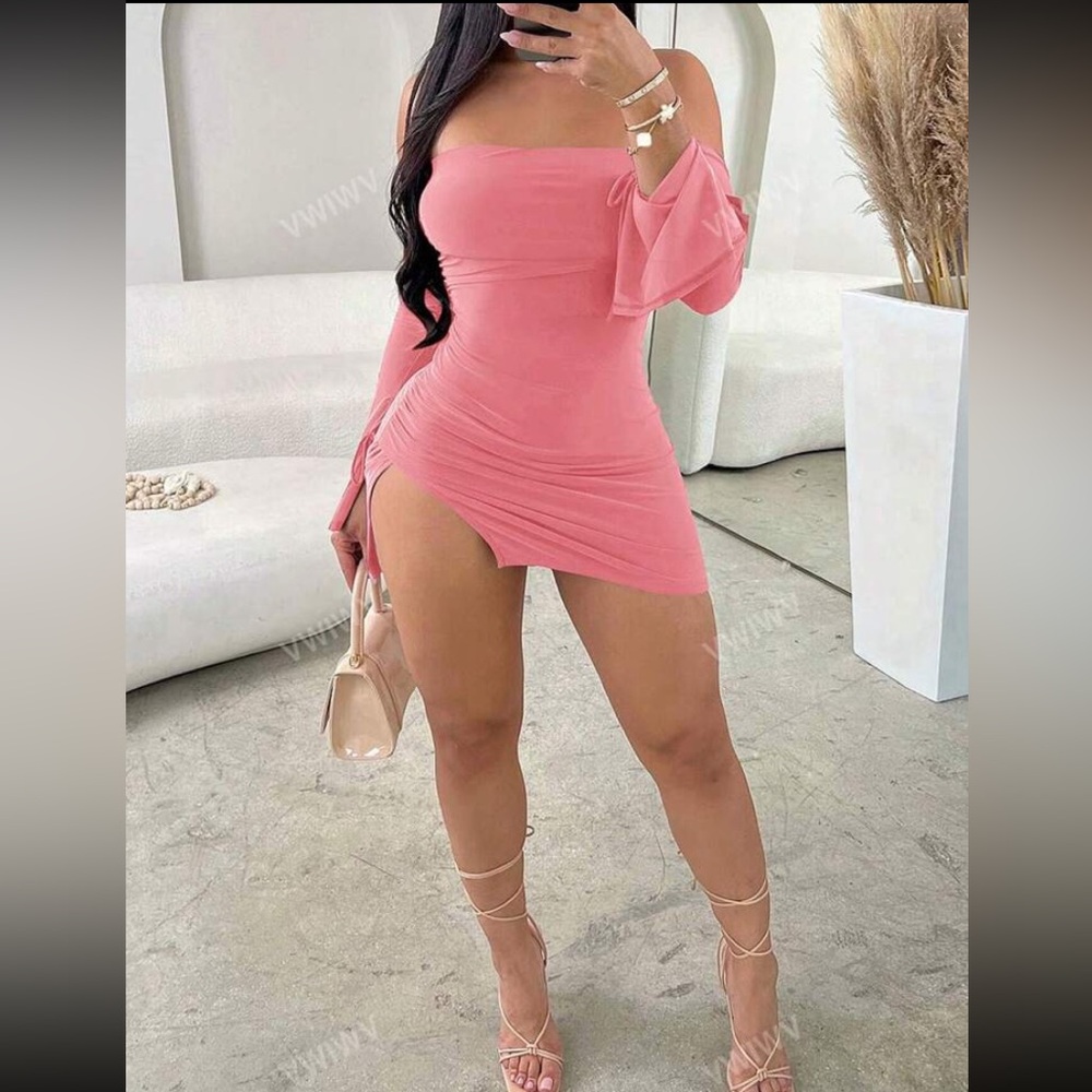 3/$10 Pink Sexy Elegant Thigh-Slit Mini Dress - Night Club Party NWOT Medium
